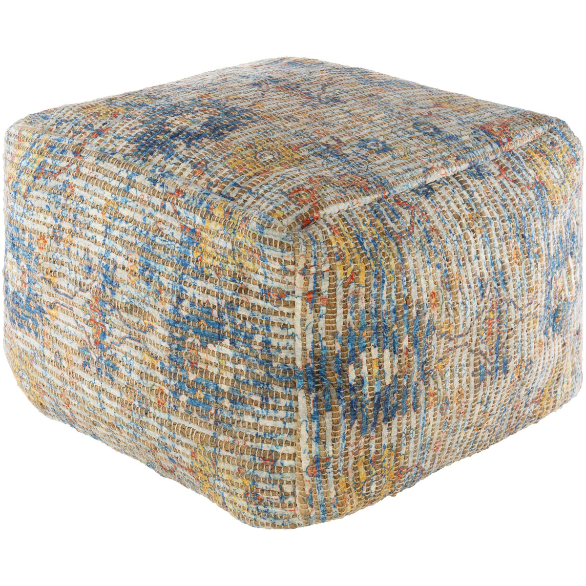 Coventry Yellow & Blue Floor Pouf