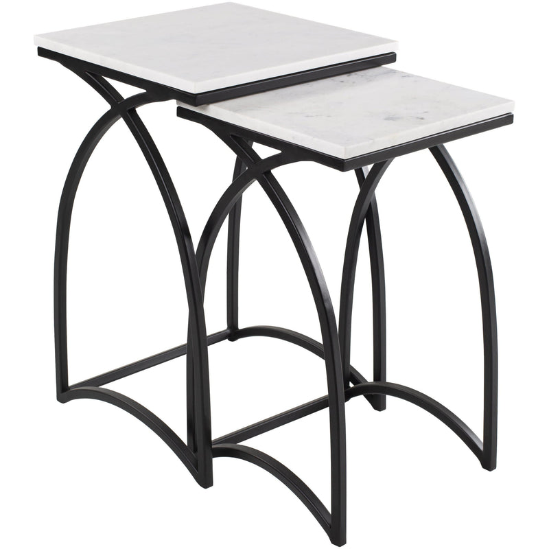 Evana Black Metal and Marble End Table