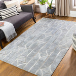 Eloquent Gray & Beige Geometric Patterned Rug