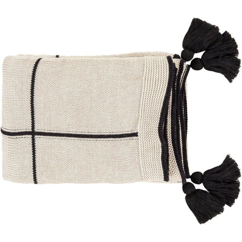 Fleck Beige & Black Cotton Knit Throw