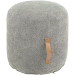 Frederick Round Gray Cotton Pouf | Leather Handle