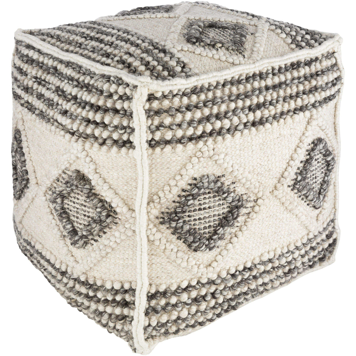 Hygge Black & White Wool Floor Pouf