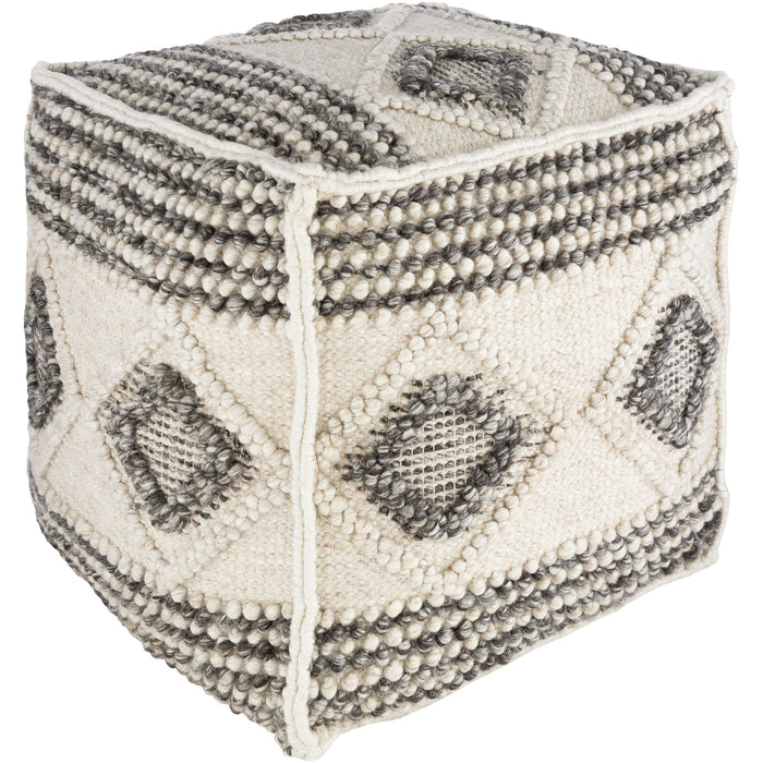 Hygge Black & White Wool Floor Pouf