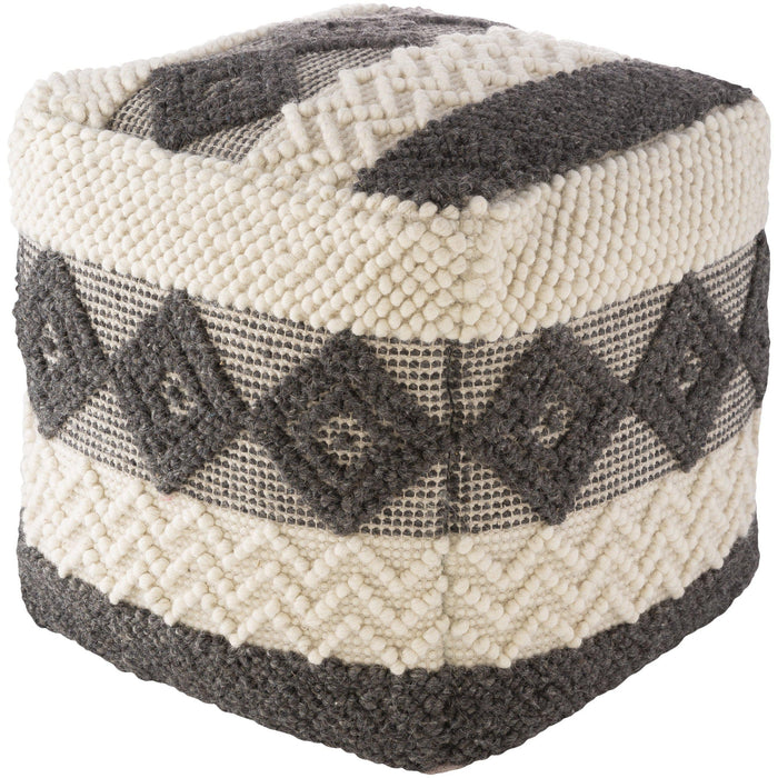 Hygge Black & Cream Wool Floor Pouf