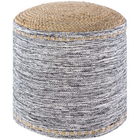 Kai Jute Black & White Floor Pouf