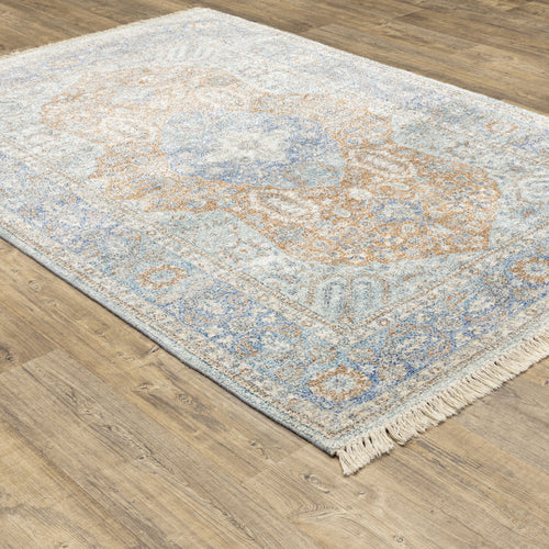 Malabar Blue & Red Traditional Chenille Rug