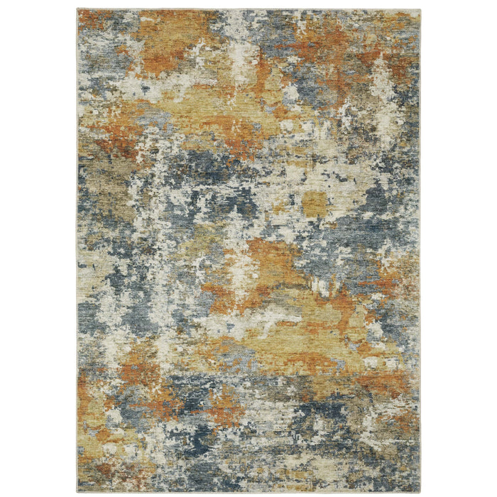 Malibu Blue & Gold Washable Rug