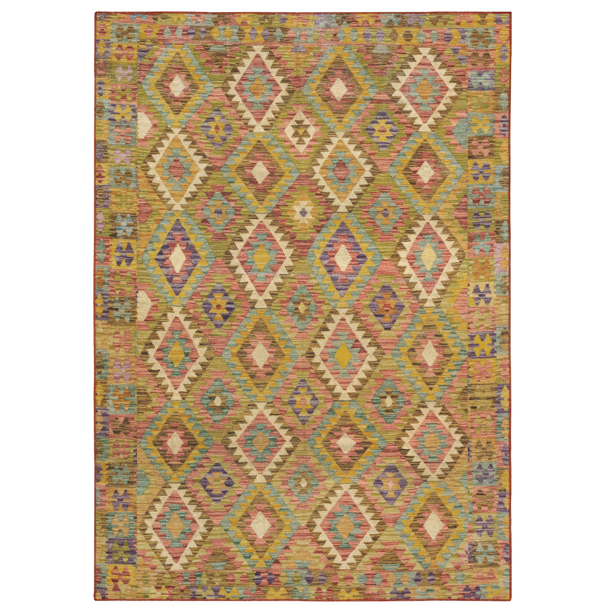 Malibu Gold & Multi-Colored Washable Rug