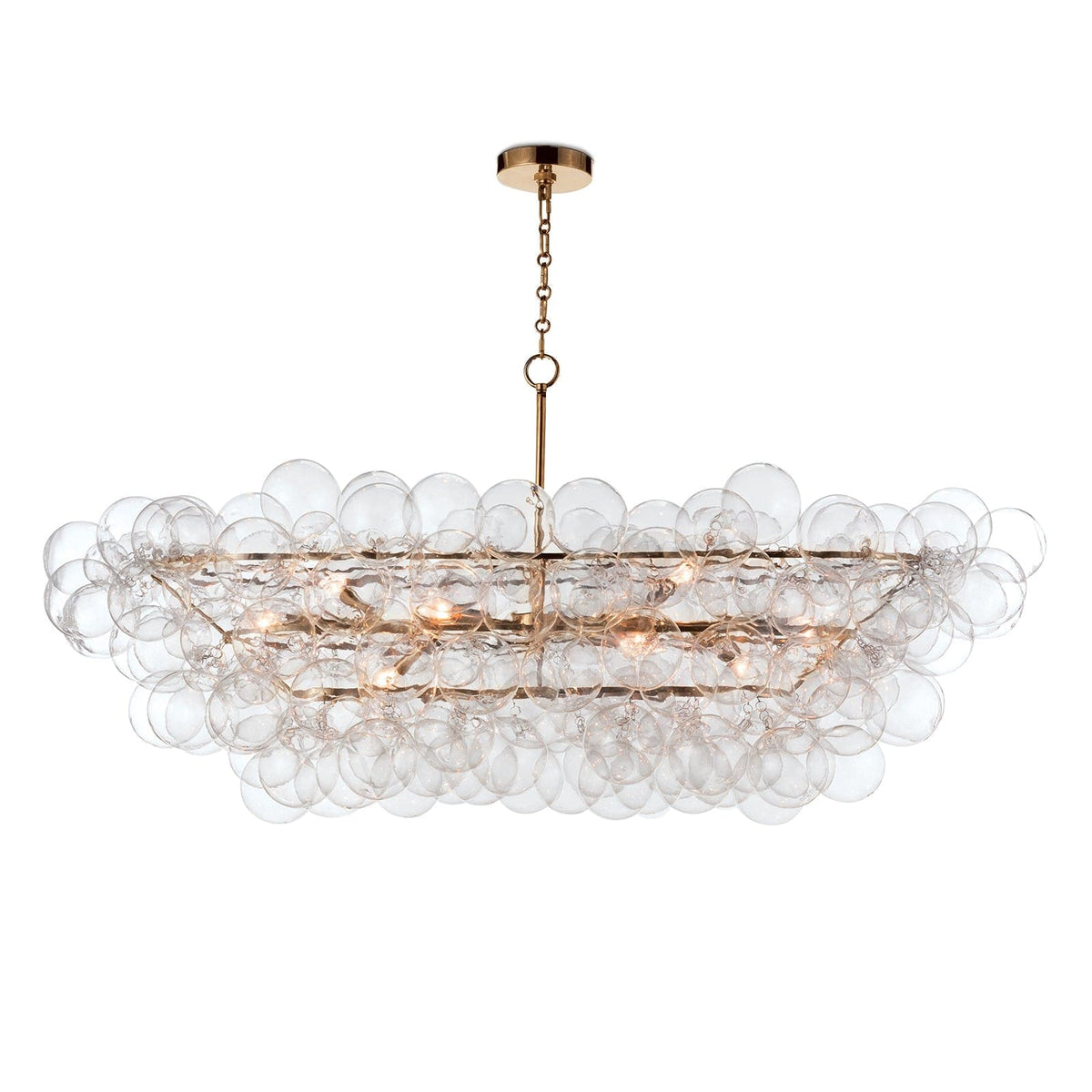 Clear Bubbles Brass Linear Chandelier