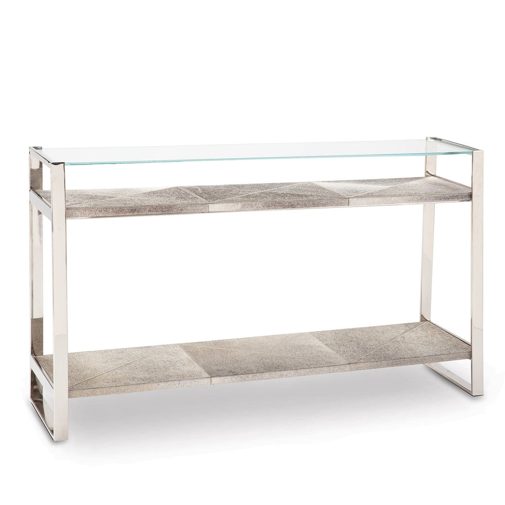 Andres Polished Nickel Hair on Hide Console
