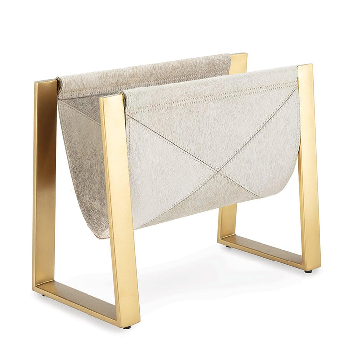 Andres Brass Hair on Hide Magazine Rack