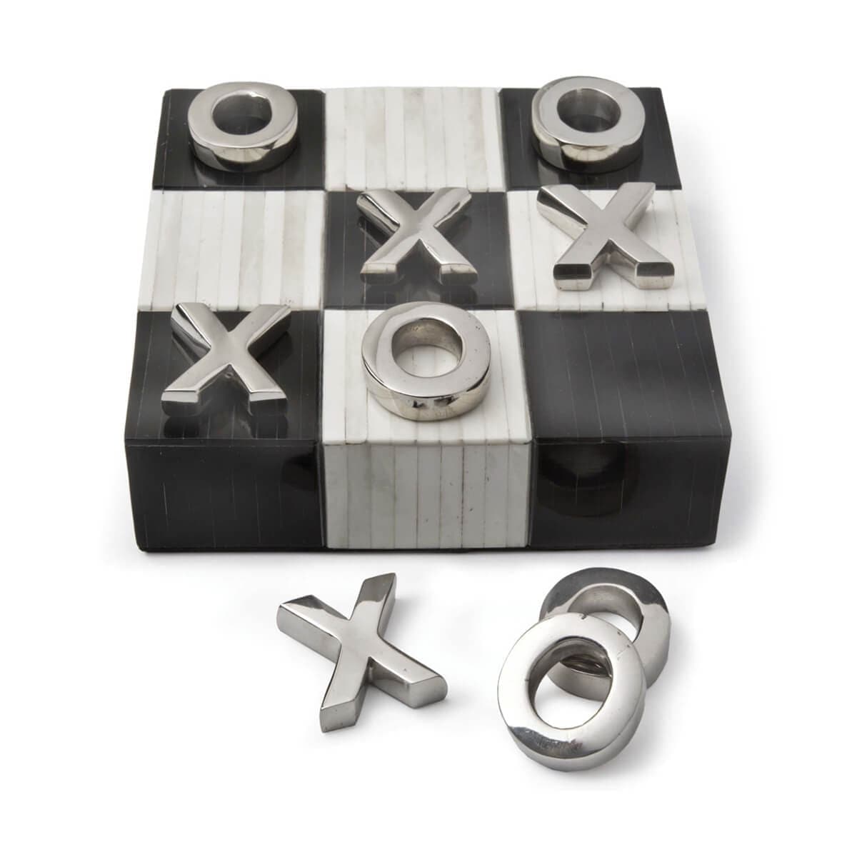 Black & White Nickel Tic Tac Toe Board