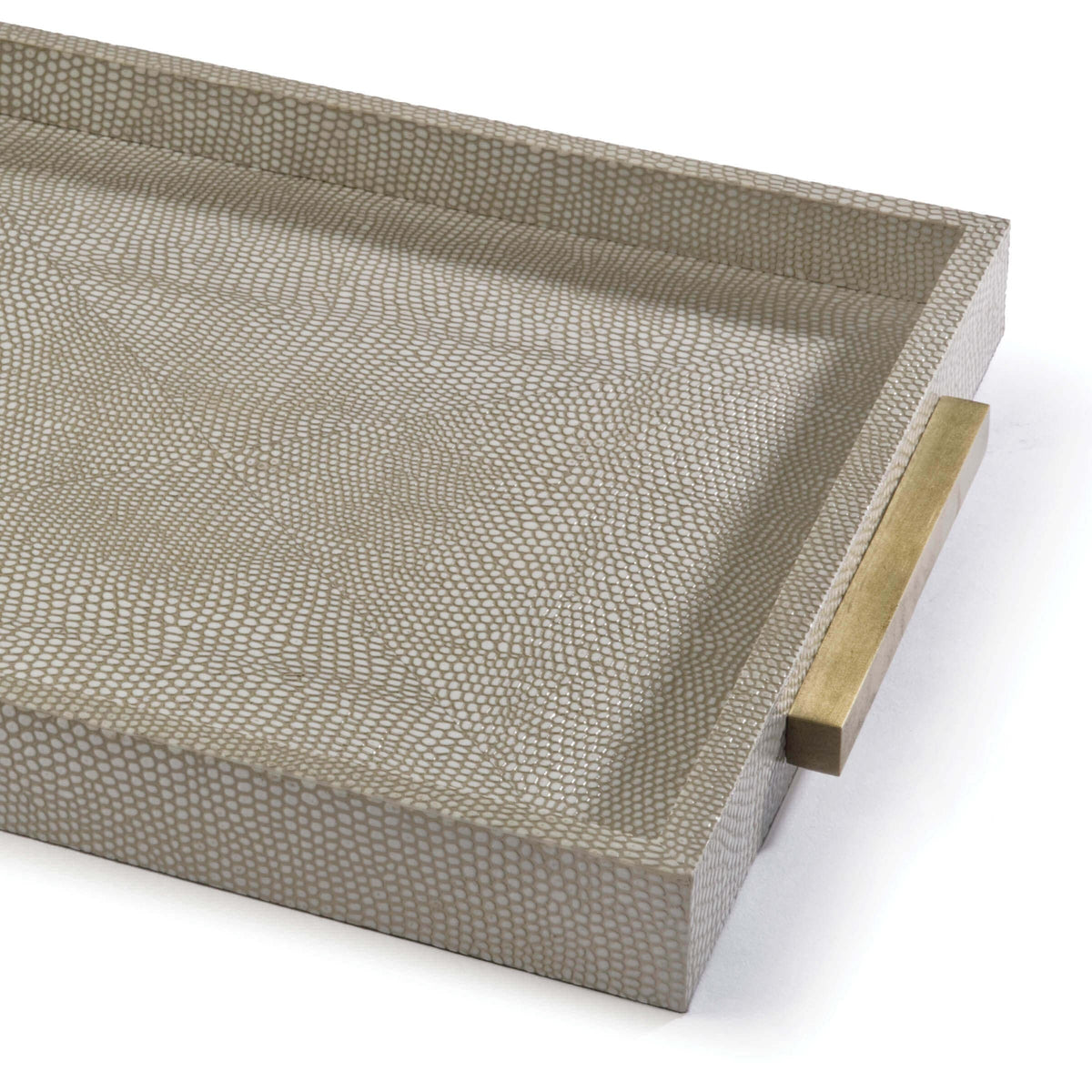 Square Ivory Grey Shagreen Decorative Tray