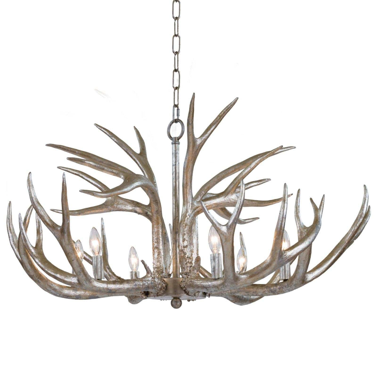 Ambered Silver Leaf Faux Antler Chandelier