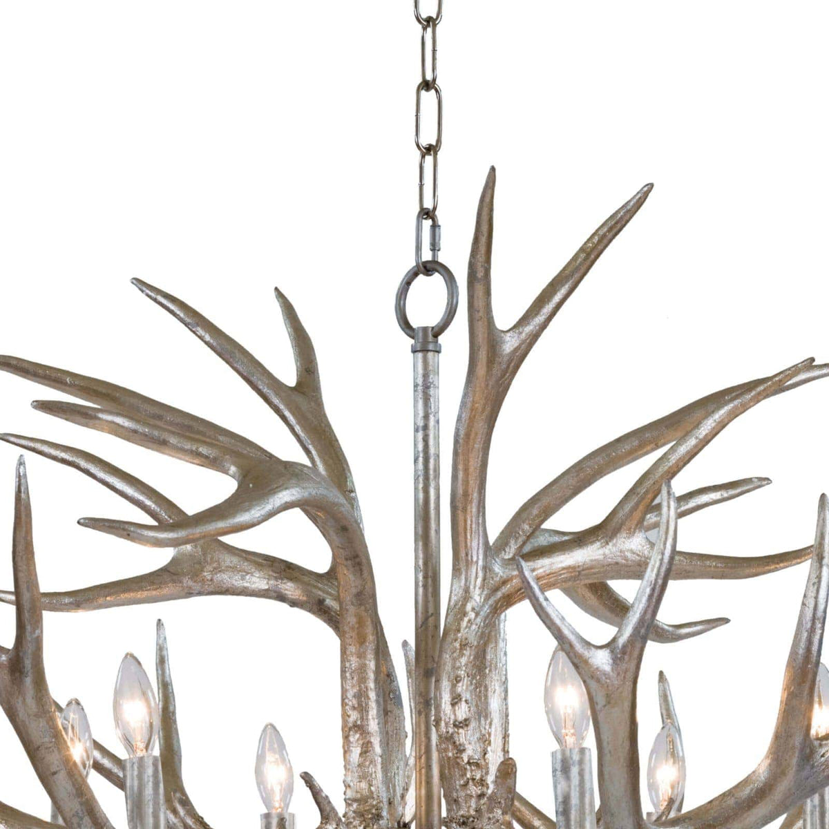 Ambered Silver Leaf Faux Antler Chandelier