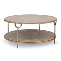 Vogue Shagreen Cocktail Table Ivory Grey and Brass