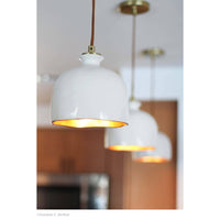 Bianca Ceramic Pendant Gloss White and Gold