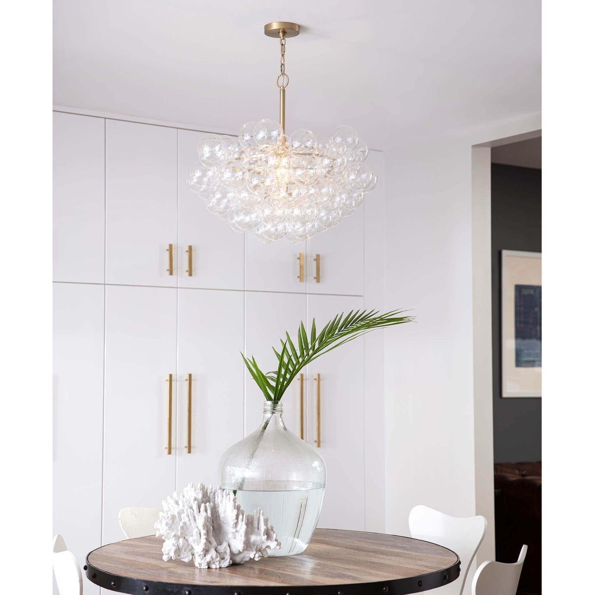 Bubbles Chandelier Clear Natural Brass