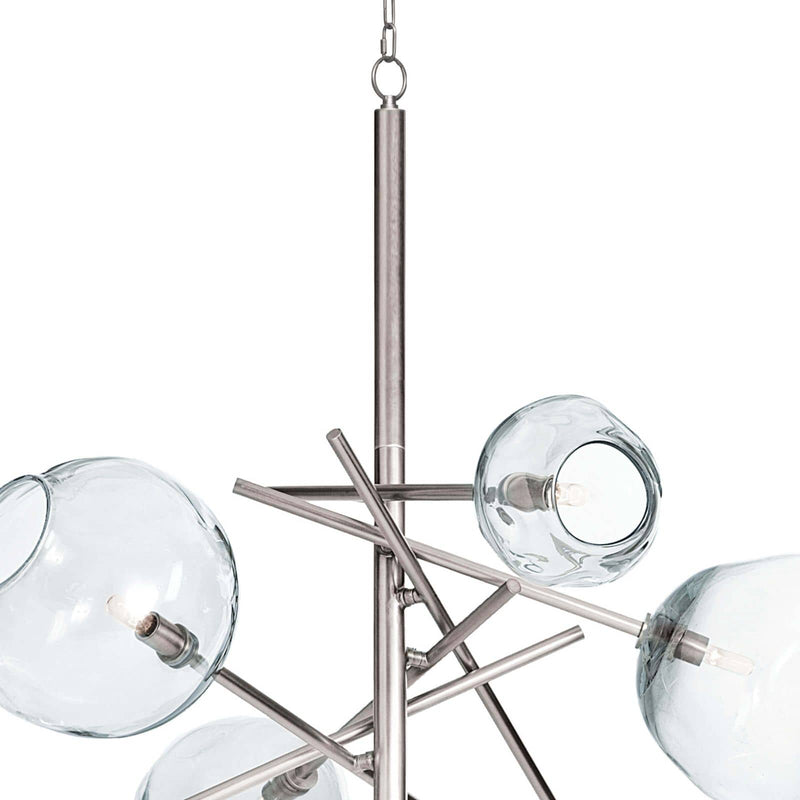 Molten Chandelier With Clear Glass Polished Nickel