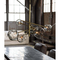 Molten Chandelier With Smoke Glass Natural Brass