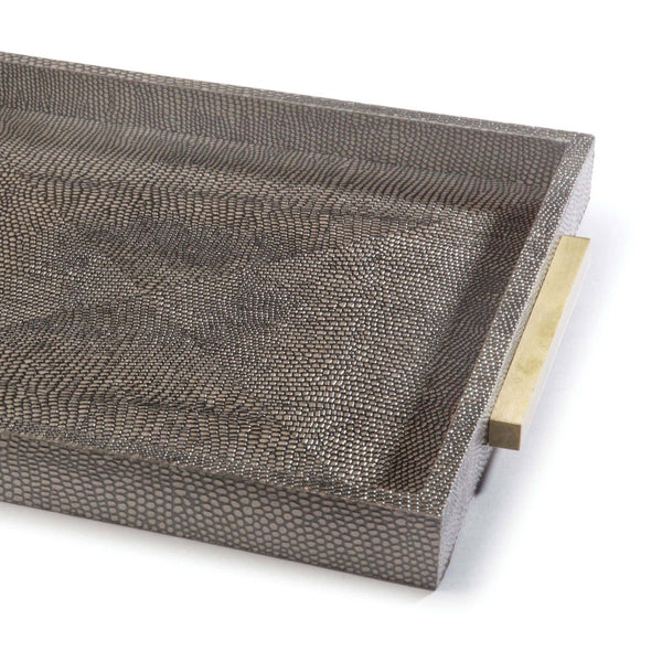 Square Vintage Brown Shagreen Decorative Tray