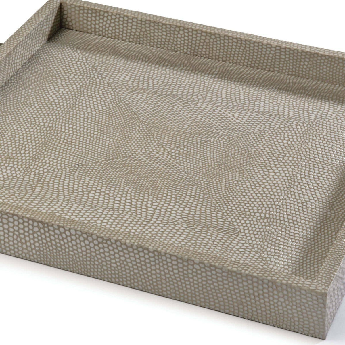 Square Ivory Grey Shagreen Decorative Tray