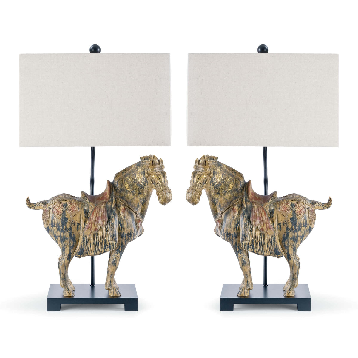 Southern Living Dynasty Horse Table Lamps Pair