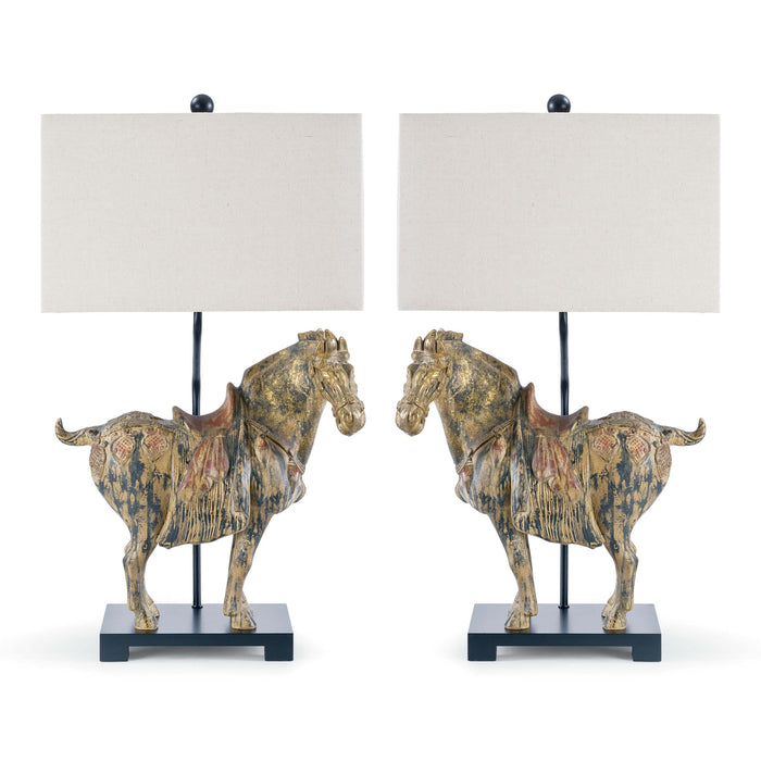 Southern Living Dynasty Horse Table Lamps Pair