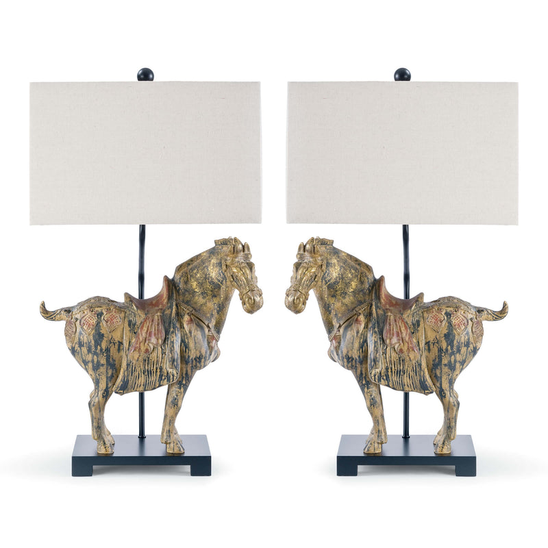 Southern Living Dynasty Horse Table Lamps Pair