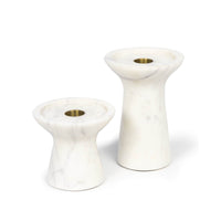 Klein White Marble Candle Holder Set