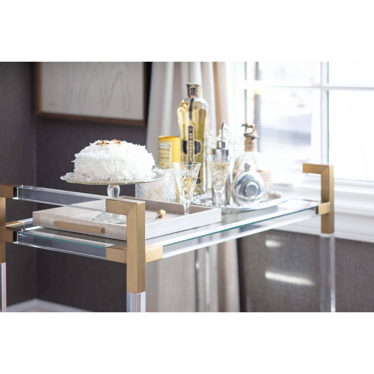 Americano Brass & Acrylic Bar Cart