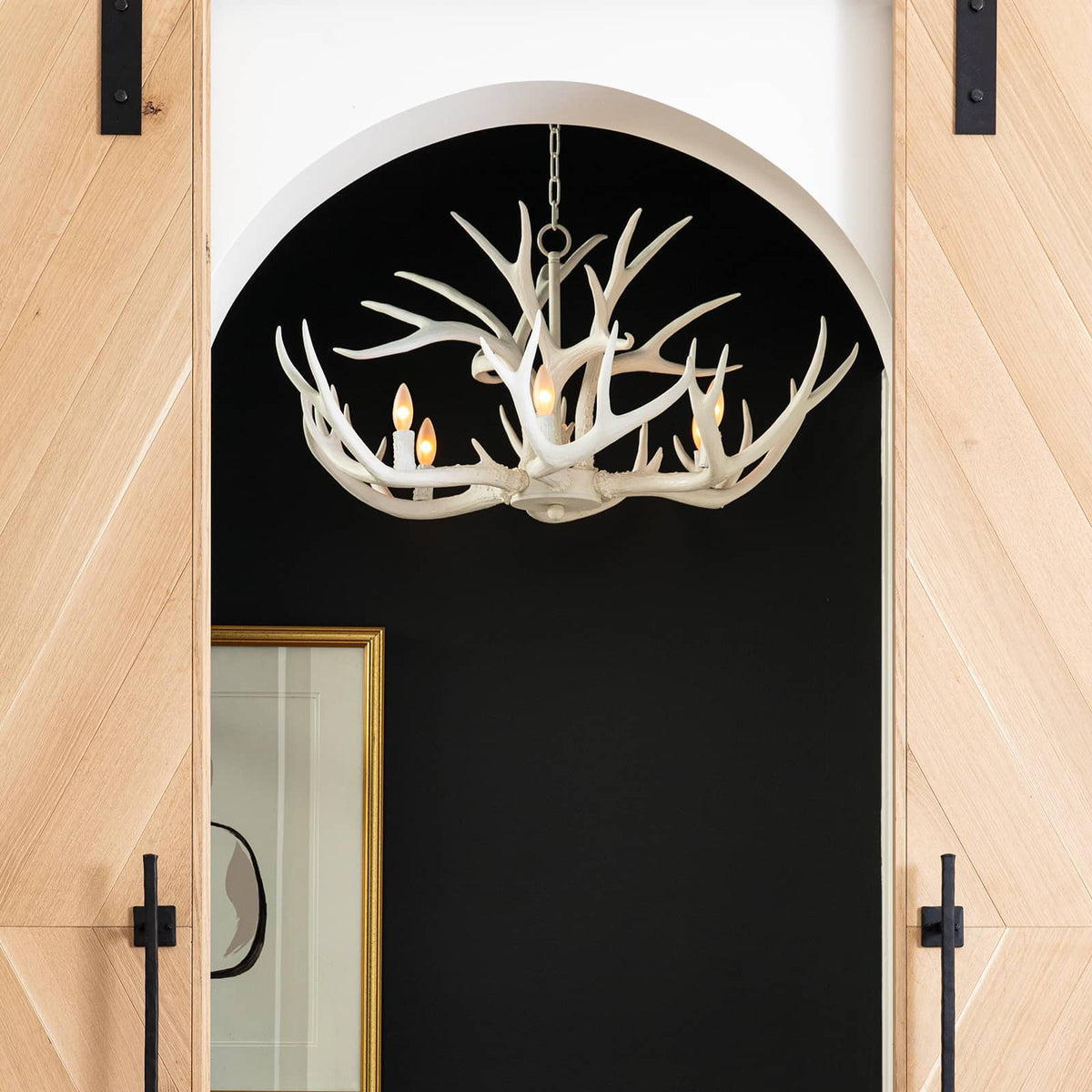 White Faux Antler Chandelier