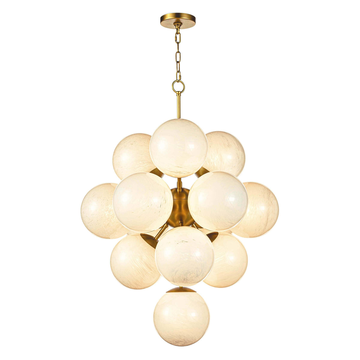 La Dame Chandelier Swirl Glass Natural Brass