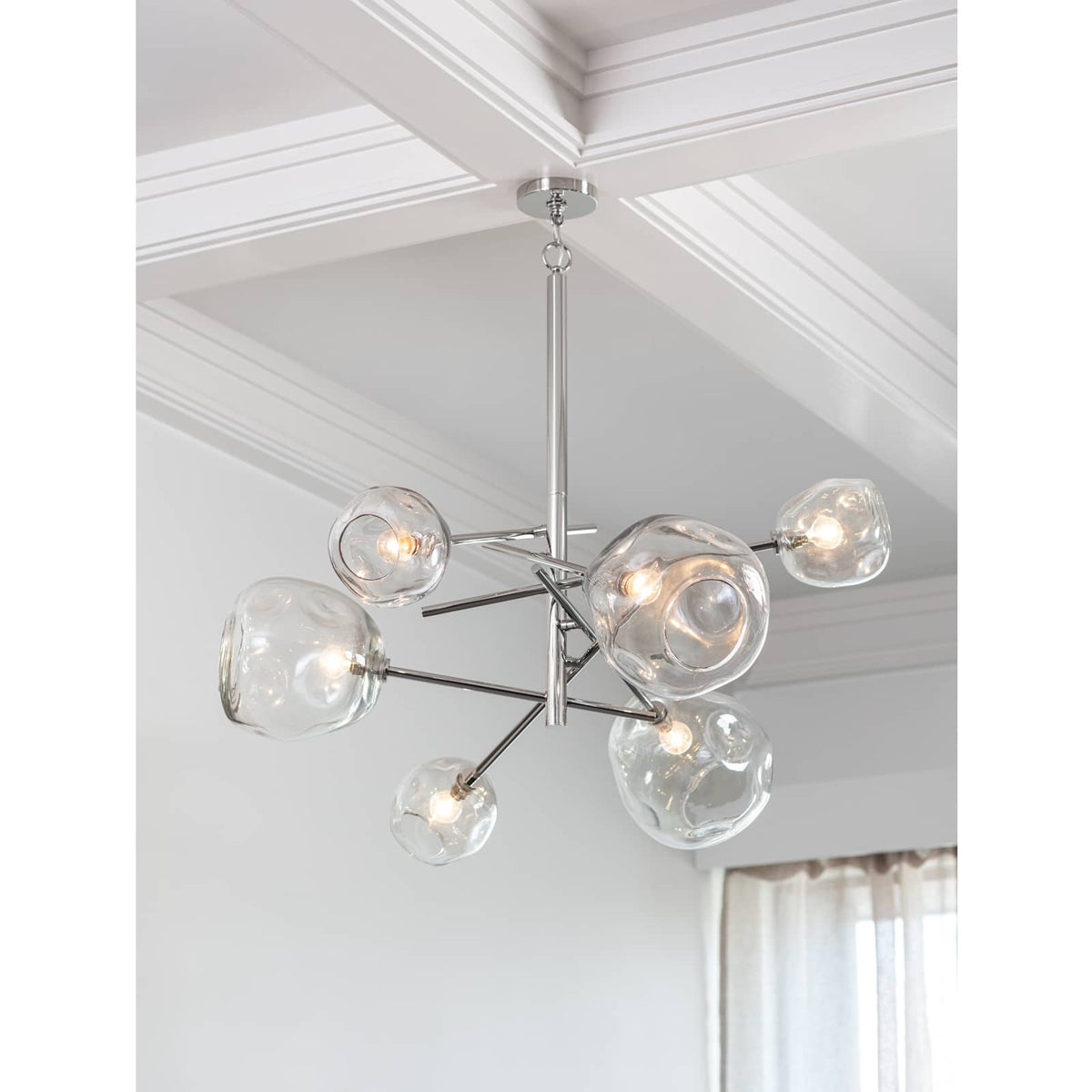 Molten Chandelier With Clear Glass Polished Nickel