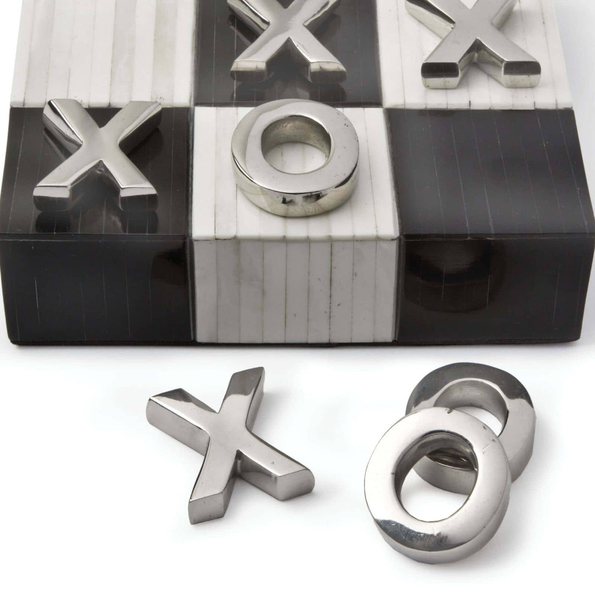 Black & White Nickel Tic Tac Toe Board