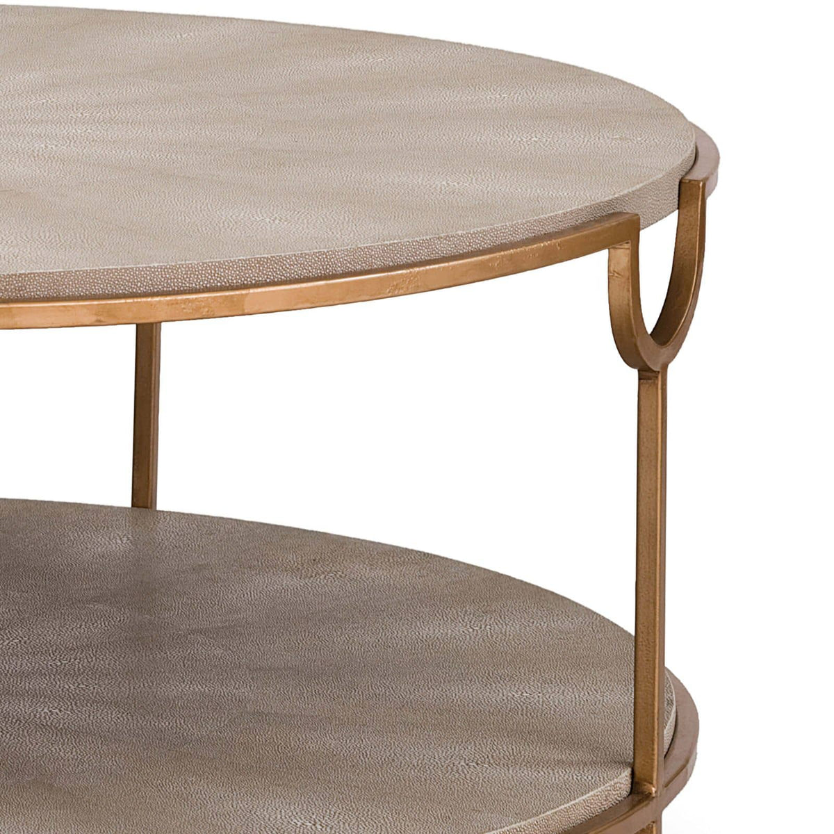 Vogue Shagreen Cocktail Table Ivory Grey and Brass