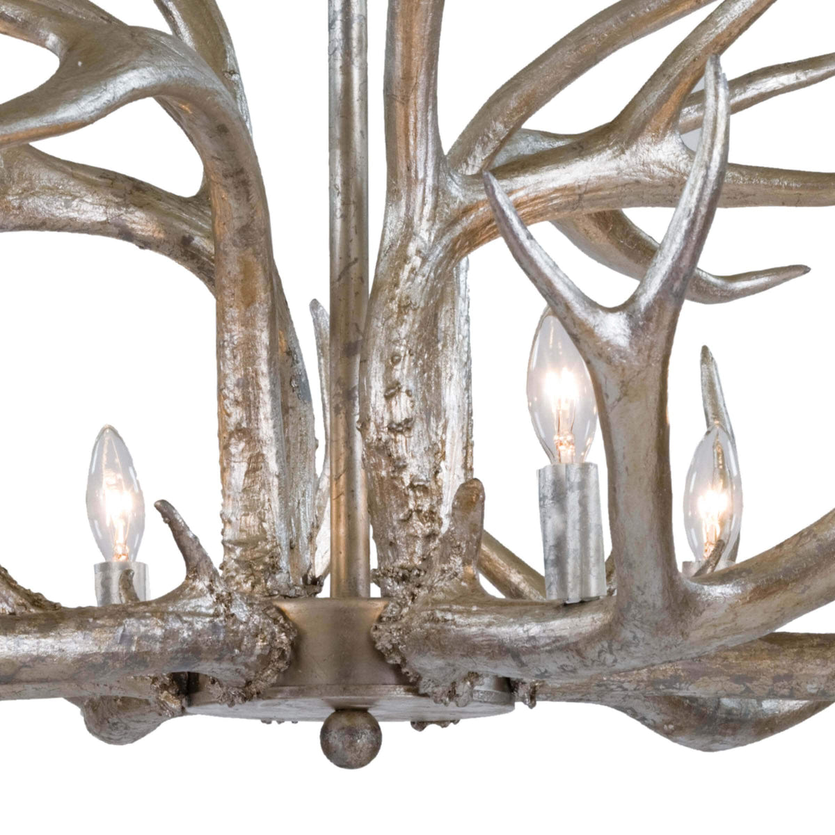 Ambered Silver Leaf Faux Antler Chandelier