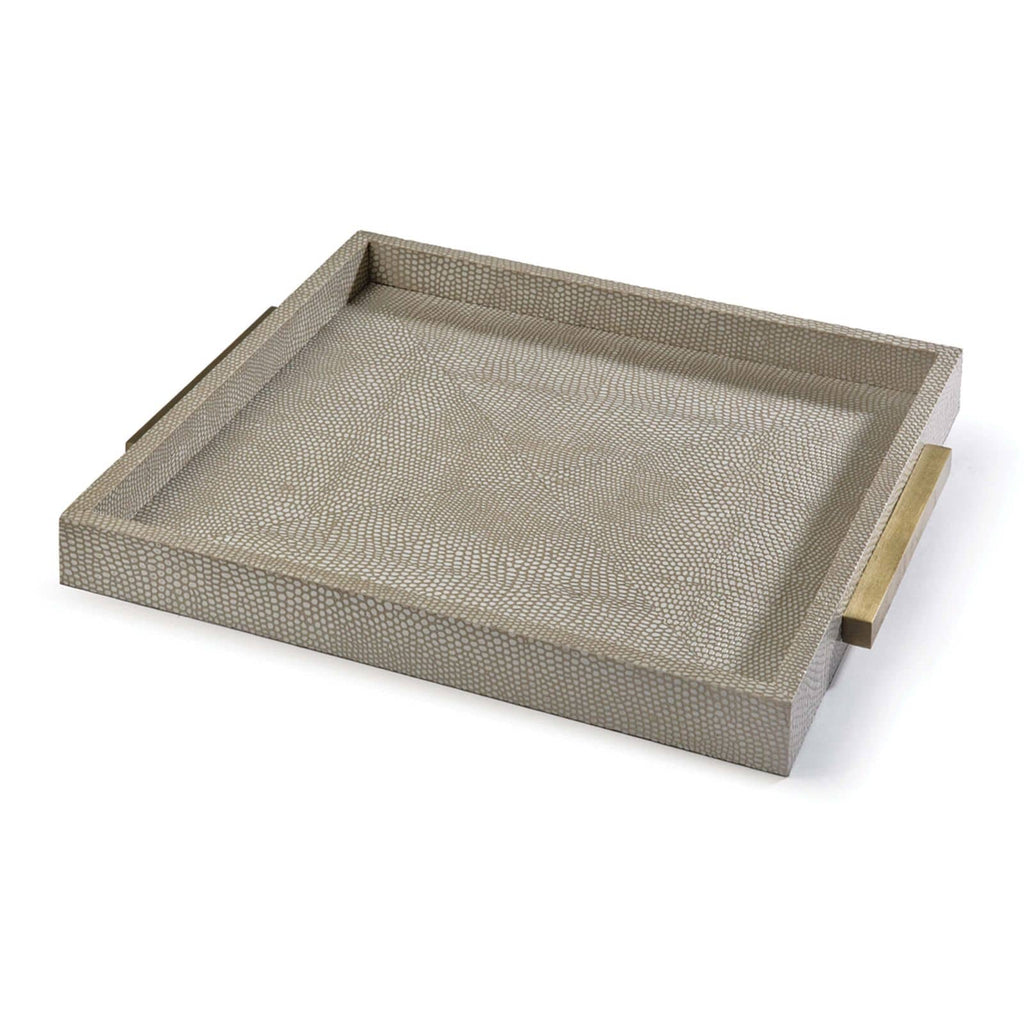 Square Ivory Grey Shagreen Decorative Tray