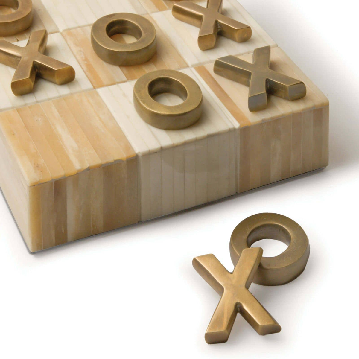 Tic Tac Toe Flat Board With Brass Pieces