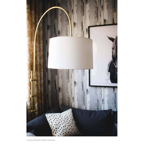 Arc Floor Lamp With Fabric Shade Natural Brass