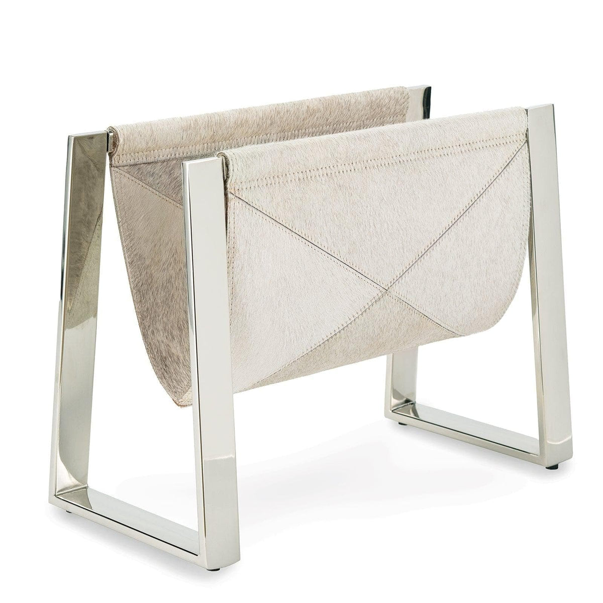 Andres Polished Nickel Hair on Hide Magazine Rack