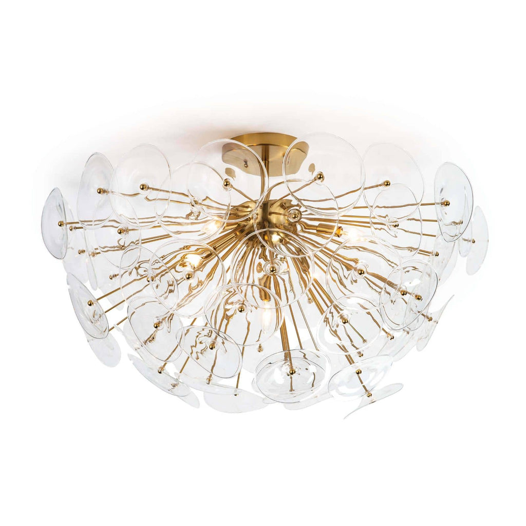 Poppy Glass & Brass Semi Flush Mount Light