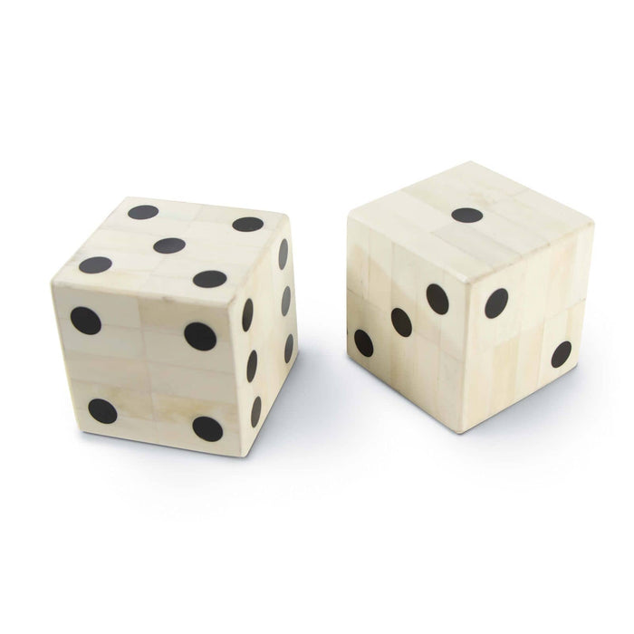 Oversized Bone Gaming Dice Pair