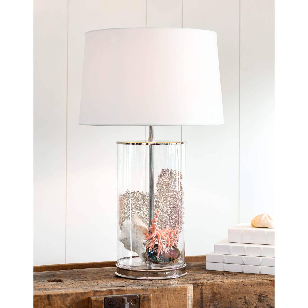 Coastal Living Magelian Glass Table Lamp Polished Nickel