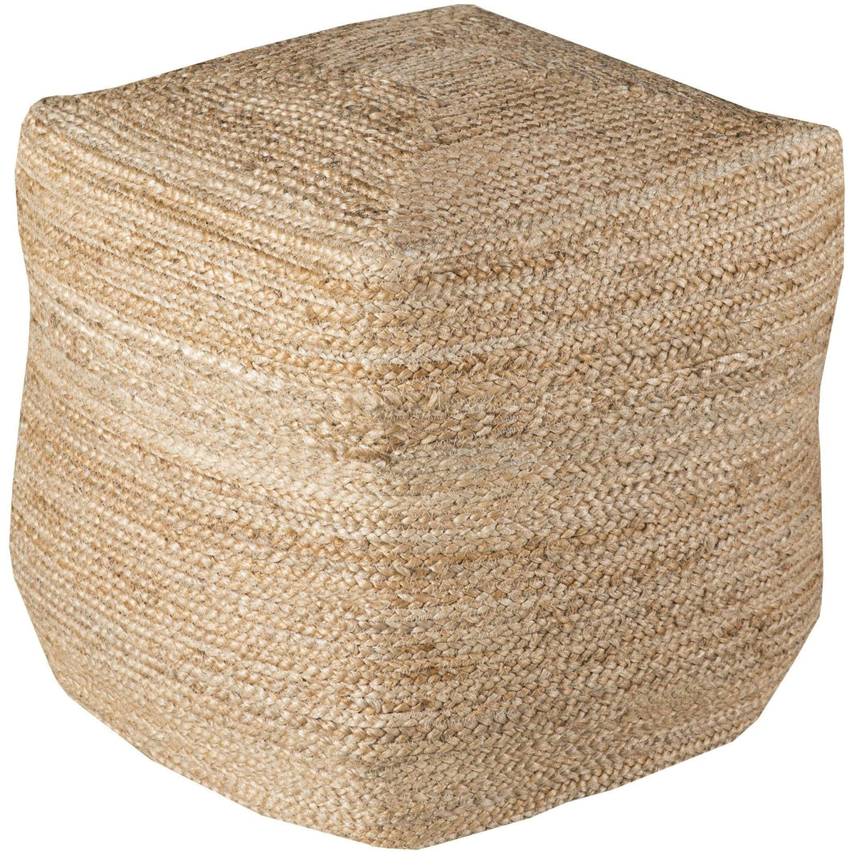 Square Tan Jute Pouf