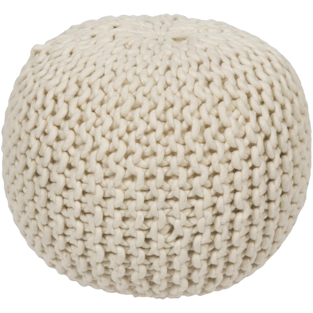 DeSoto Ivory Knitted Round Floor Pouf