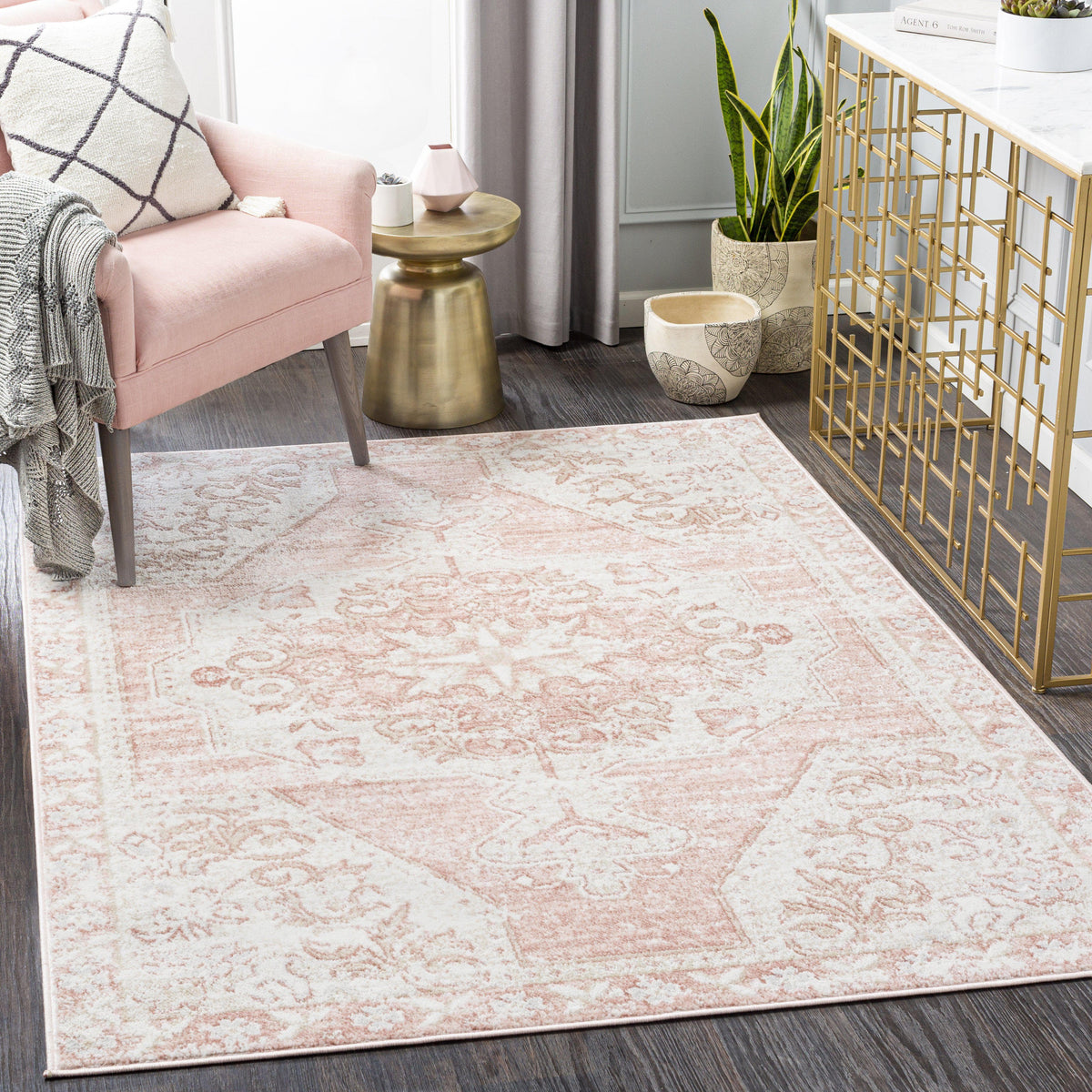 St Tropez Pale Pink & Beige Rug