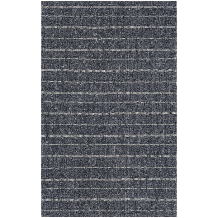 Tartan Black & Gray Striped Hand Woven Rug